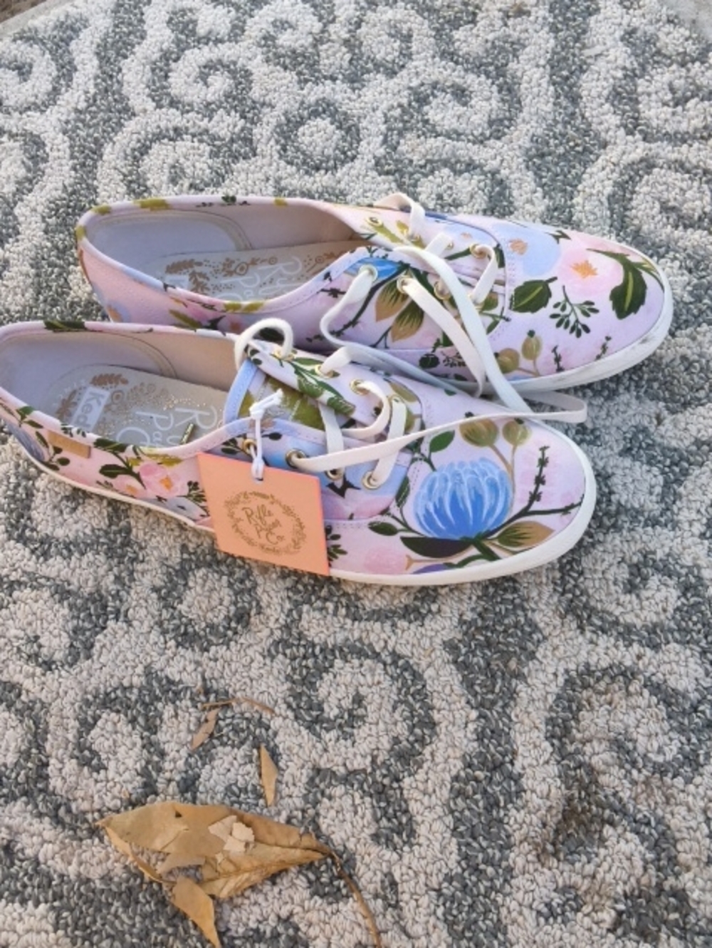 Keds Pink Canvas Sneakers with Blue Floral Print